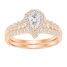 LADIES BRIDAL SET 0.50CT ROUND/PEAR DIAMOND 14K ROSE GOLD