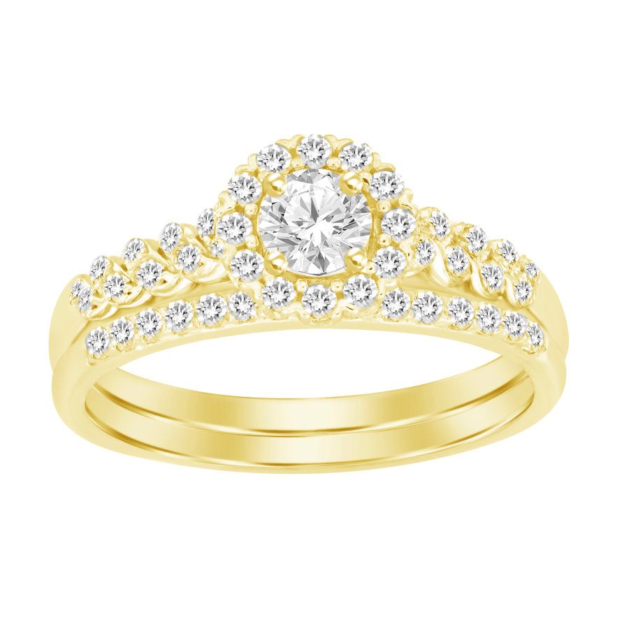 LADIES BRIDAL SET 0.50CT ROUND DIAMOND 14K YELLOW GOLD