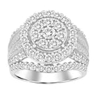 LADIES FASHION RING 2.00CT ROUND/BAGUETTE DIAMOND 10K WHITE GOLD