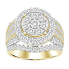 LADIES FASHION RING 2.00CT ROUND/BAGUETTE DIAMOND 10K YELLOW GOLD