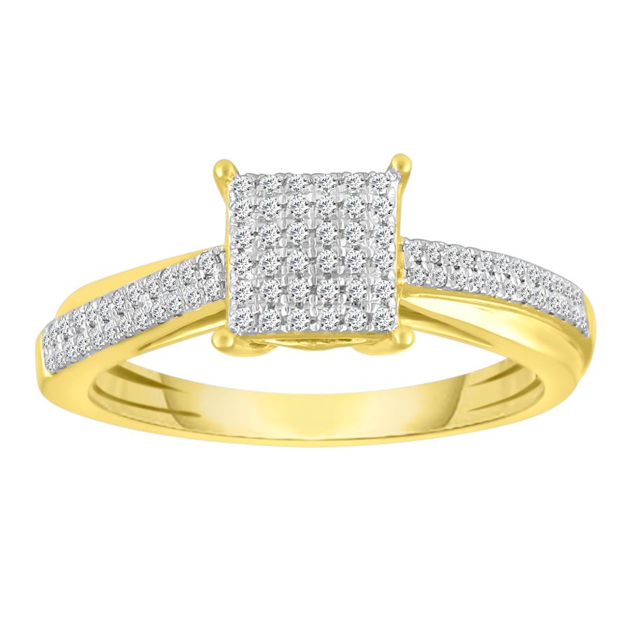 LADIES RING 0.25CT ROUND DIAMOND 10K YELLOW GOLD