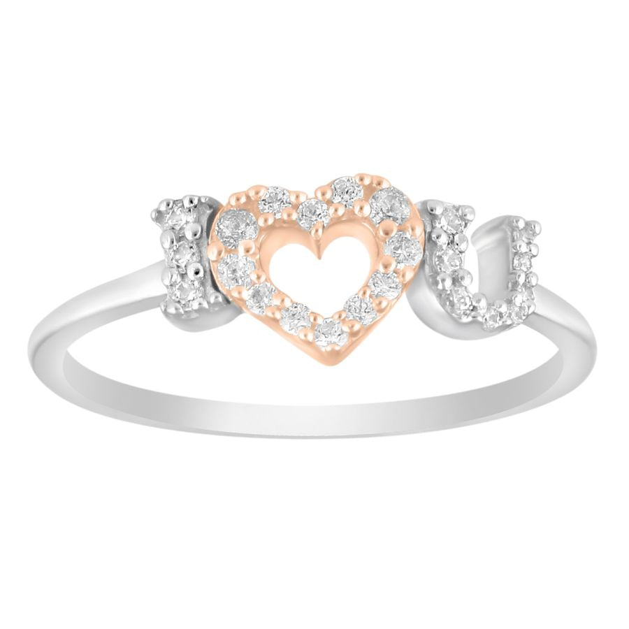 LADIES RING 0.15CT ROUND DIAMOND 10K WHITE/ROSE GOLD