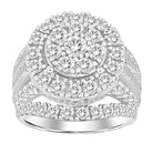 LADIES FASHION RING 3.00CT ROUND/BAGUETTE DIAMOND 10K WHITE GOLD