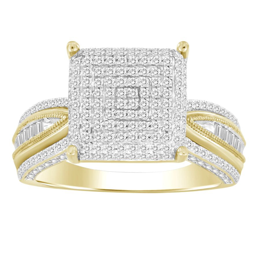 LADIES RING 0.50CT ROUND DIAMOND 10K YELLOW GOLD