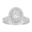 LADIES BRIDAL SET 1.25CT ROUND/BAGUETTE DIAMOND 14K WHITE GOLD