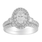 LADIES BIRDAL RING 1.50CT ROUND/BAGUETTE/OVAL DIAMOND 14K WHITE GOLD (SI QUALITY) (CENTER STONE 0.75CT OVAL DIAMOND) 