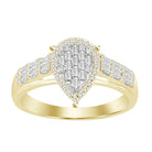 LADIES RING 0.35CT ROUND/BAGUETTE DIAMOND 10K YELLOW GOLD