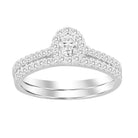 LADIES BRIDAL SET 0.50CT ROUND/OVAL DIAMOND 14K WHITE GOLD