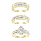 LADIES TRIOS SET 1.00CT ROUND DIAMOND 10K YELLOW GOLD