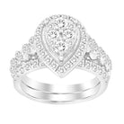 LADIES BRIDAL SET 1.50CT ROUND DIAMOND 14K WHITE GOLD