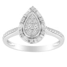 LADIES RING 0.33CT ROUND/BAGUETTE DIAMOND 10K WHITE GOLD