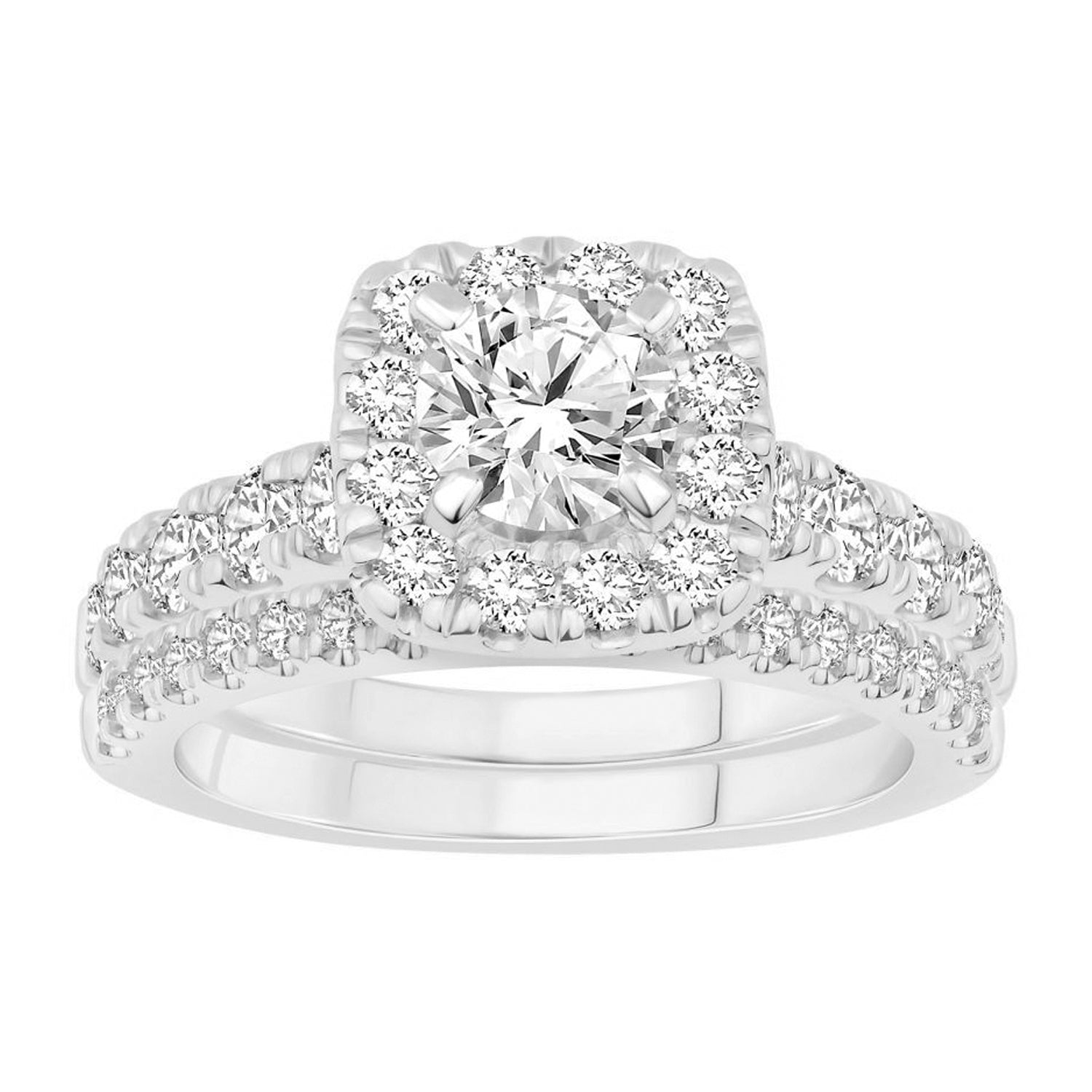 LADIES BRIDAL SET 2.30CT ROUND DIAMOND 14K WHITE GOLD (SI QUALITY) (CENTER STONE 0.75CT ROUND DIAMOND) 