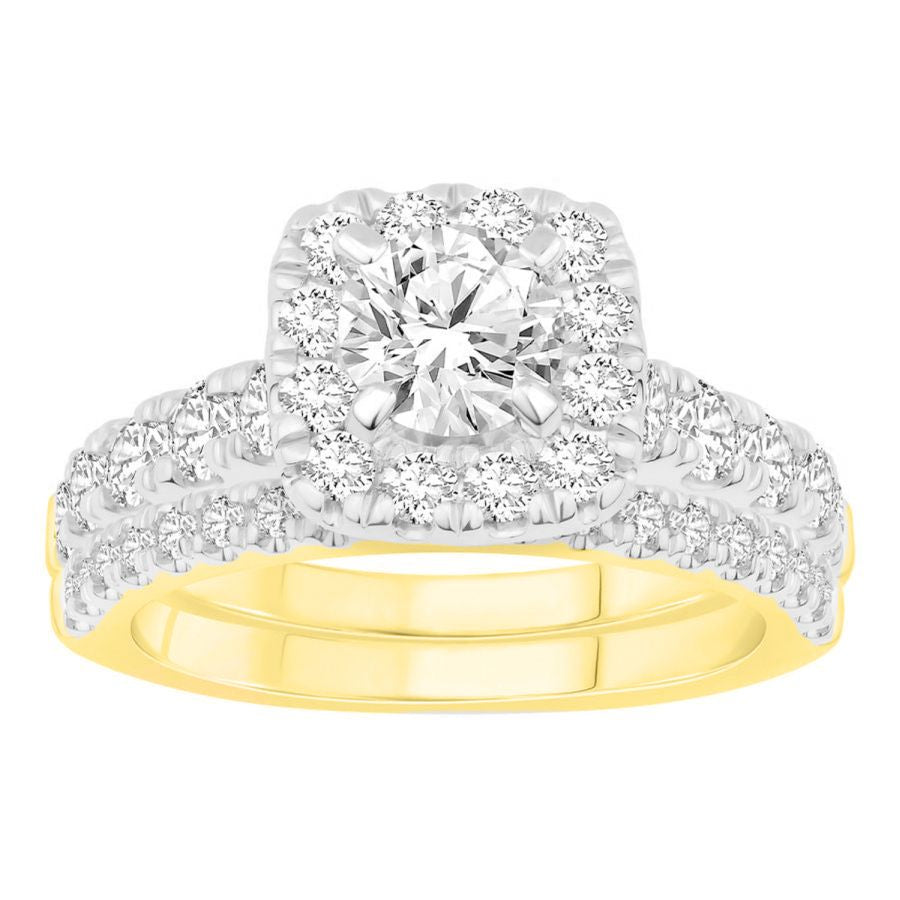 LADIES BRIDAL SET 2.30CT ROUND DIAMOND 14K YELLOW GOLD (SI QUALITY)