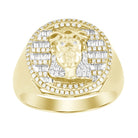 MEN'S RING 0.50CT ROUND/BAGUETTE DIAMOND 10K YELLOW GOLD