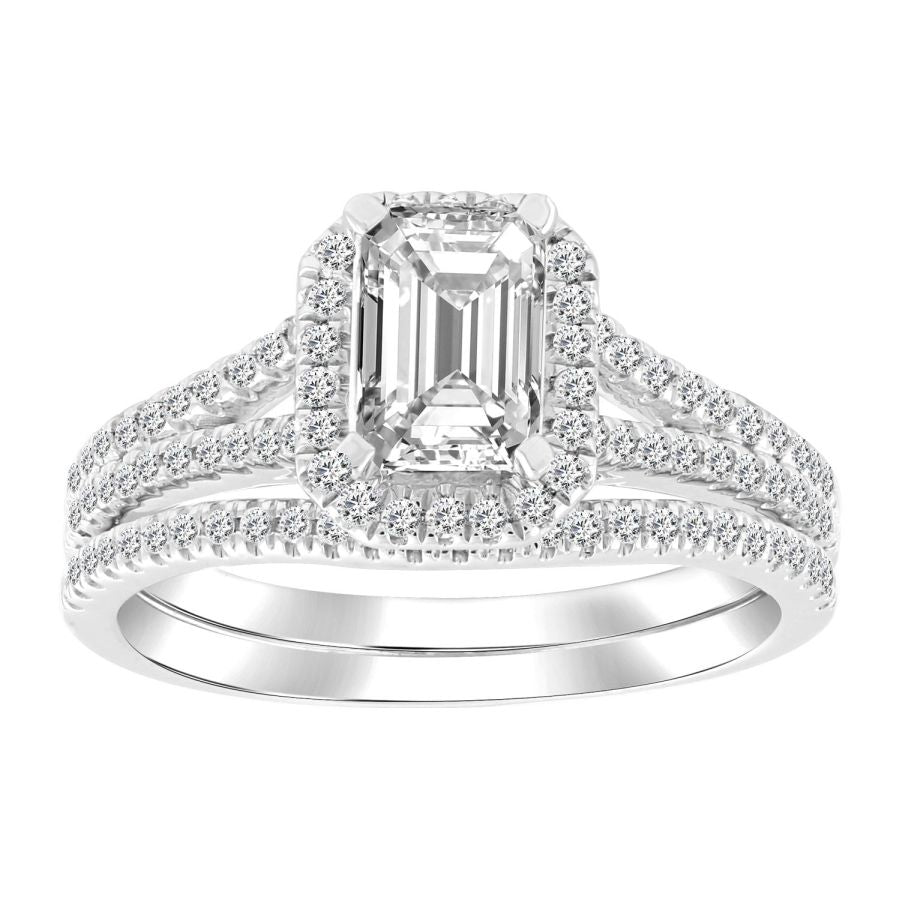 LADIES BRIDAL SET 1.50CT ROUND DIAMOND 14K WHITE GOLD (SI QUALITY)