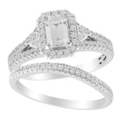 LADIES BRIDAL SET 1.25CT ROUND DIAMOND 14K WHITE GOLD (SI QUALITY) (CENTER STONE 0.50CT EMERALD DIAMOND) 