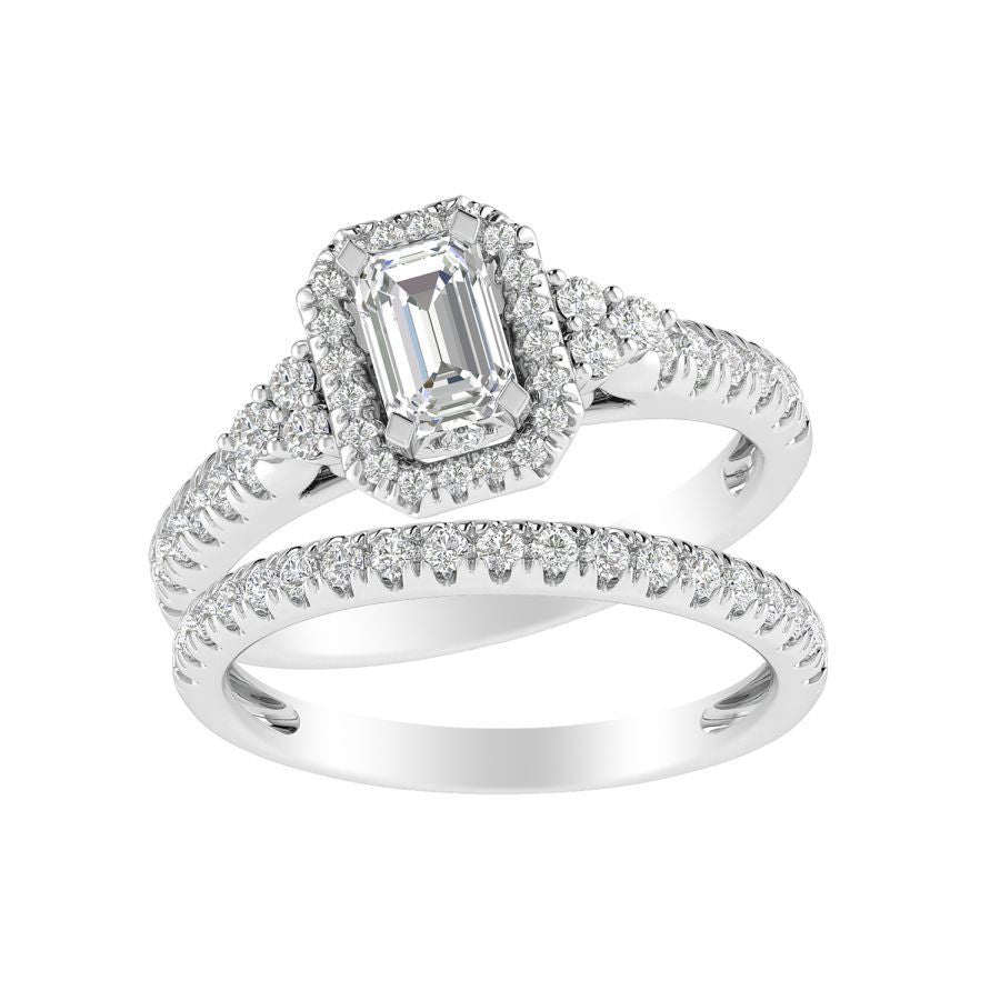 LADIES BRIDAL SET 1.25CT ROUND DIAMOND 14K WHITE GOLD