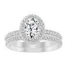 LADIES BRIDAL SET 1.50CT ROUND DIAMOND 14K WHITE GOLD (SI QUALITY) (CENTER STONE 0.75CT OVAL DIAMOND) 