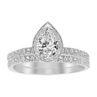 LADIES BRIDAL SET 1.25CT ROUND DIAMOND 14K WHITE GOLD (SI QUALITY) (CENTER STONE 0.75CT PEAR DIAMOND) 