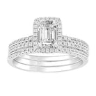 LADIES BRIDAL SET 1.50CT ROUND DIAMOND 14K WHITE GOLD (SI QUALITY) (CENTER STONE 0.75CT EMERALD DIAMOND) 