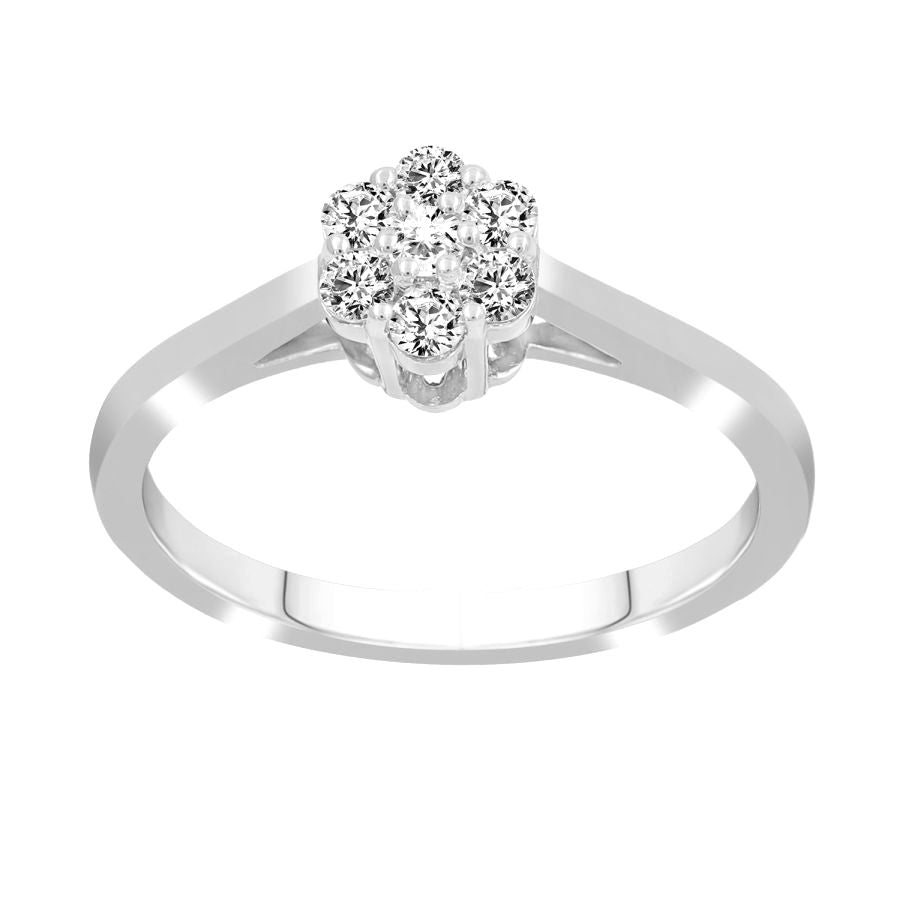 LADIES RING 0.25CT ROUND DIAMOND 10K WHITE GOLD