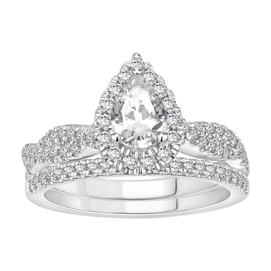 LADIES BRIDAL SET 1.00CT ROUND DIAMOND 14K WHITE GOLD (SI QUALITY)