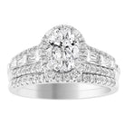 LADIES BRIDAL SET 0.65CT ROUND/BAGUETTE DIAMOND 14K WHITE GOLD