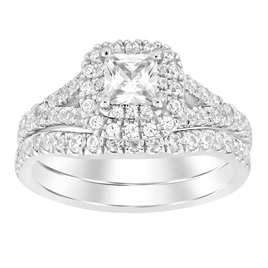 LADIES BRIDAL SET 1.50CT ROUND DIAMOND 14K WHITE GOLD (SI QUALITY)