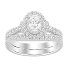 LADIES BRIDAL SET 1.20CT ROUND DIAMOND 14K WHITE GOLD (SI QUALITY) (CENTER STONE 0.50CT OVAL DIAMOND) 