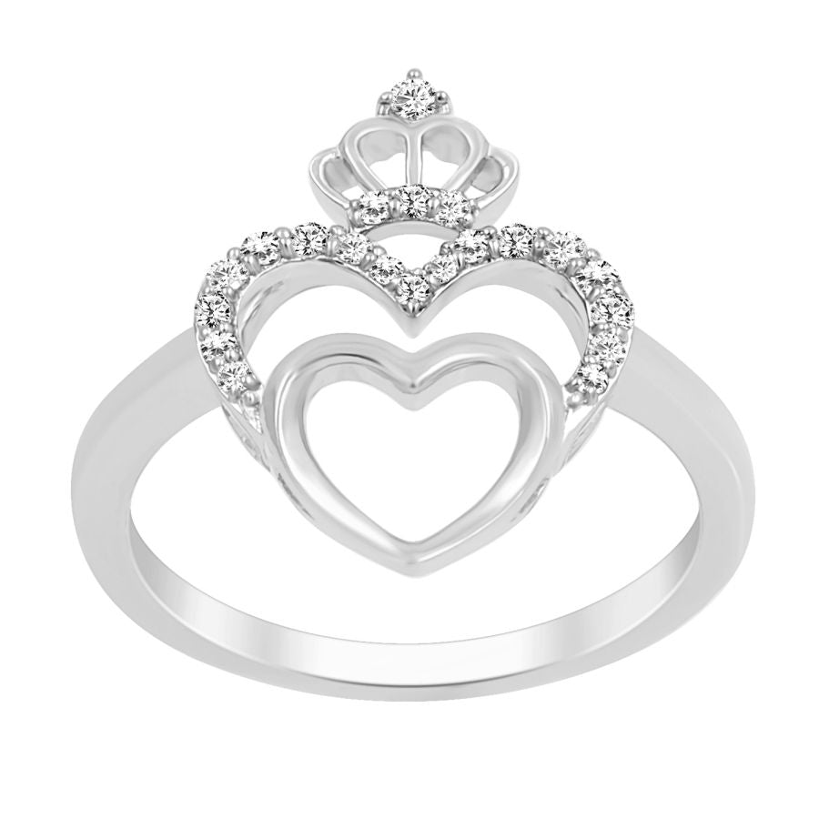 LADIES RING 0.15CT ROUND DIAMOND 10K WHITE GOLD