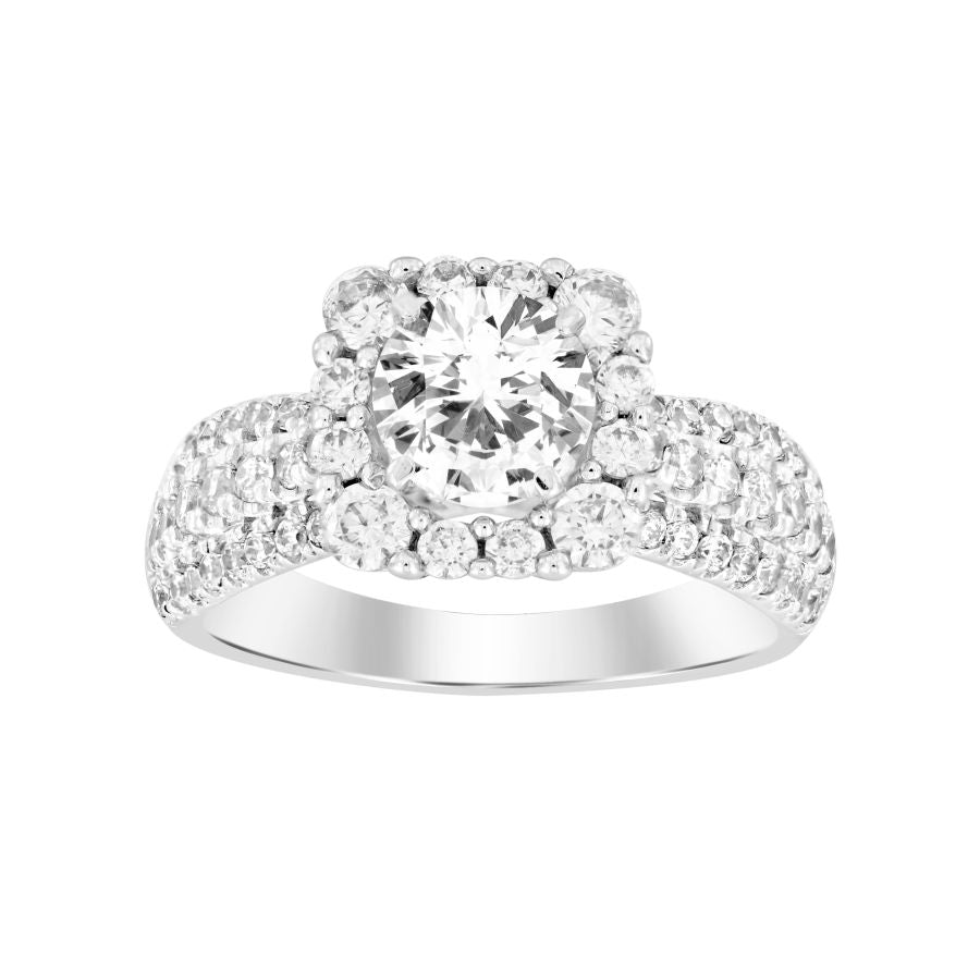 LADIES RING 1.00CT ROUND DIAMOND 14K WHITE GOLD