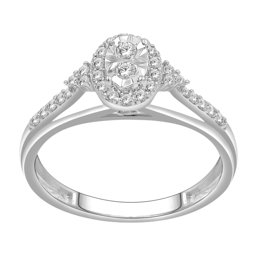 LADIES RING 0.25CT ROUND DIAMOND 10K WHITE GOLD