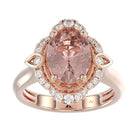 LADIES RING 2.50CT ROUND DIAMOND 14K ROSE GOLD  (PEACH MORGANITE OVAL DIAMOND 2.50CT)