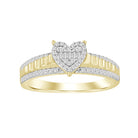 LADIES RING 0.25CT ROUND/BAGUETTE DIAMOND 10K YELLOW GOLD