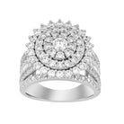 LADIES RING 3.00CT ROUND/BAGUETTE DIAMOND 10K WHITE GOLD