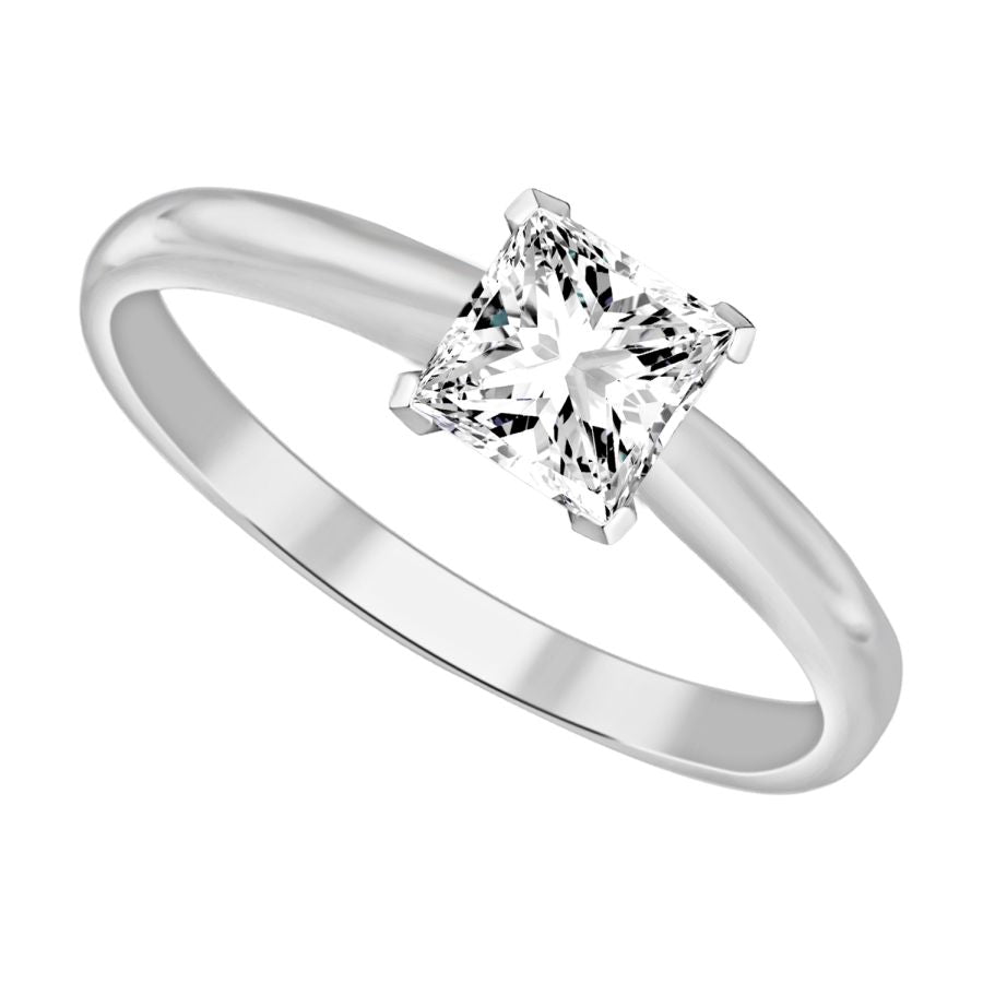 SOLITAIRE LADIES RING 0.15CT PRINCESS DIAMOND 14K WHITE GOLD