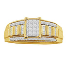 LADIES RING 0.50CT ROUND/BAGUETTE/PRINCESS DIAMOND 10K YELLOW GOLD