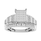 LADIES RING 1.00CT ROUND/PRINCESS/BAGUETTE DIAMOND 10K WHITE GOLD