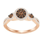 LADIES RING 0.40CT ROUND DARK BROWN DIAMOND 14K ROSE GOLD (SI QUALITY)