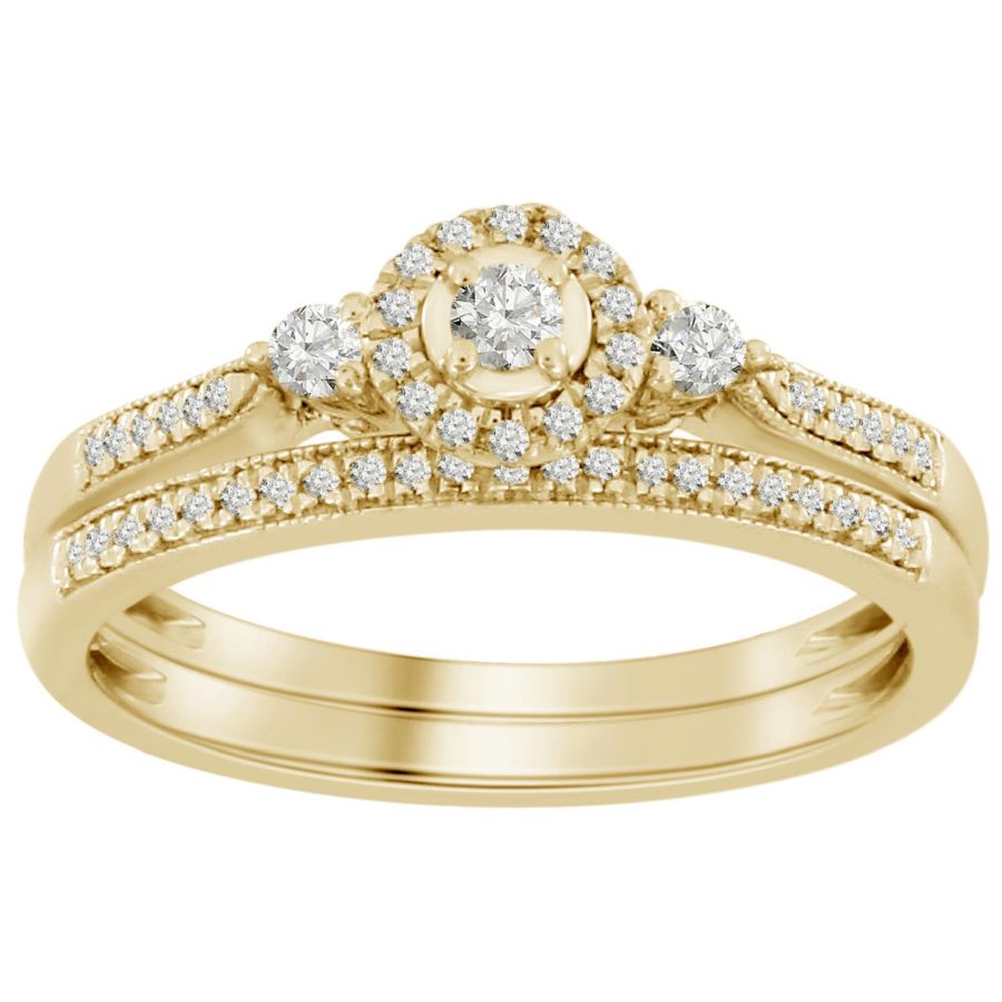 LADIES BRIDAL SET 0.25CT ROUND DIAMOND 10K YELLOW GOLD