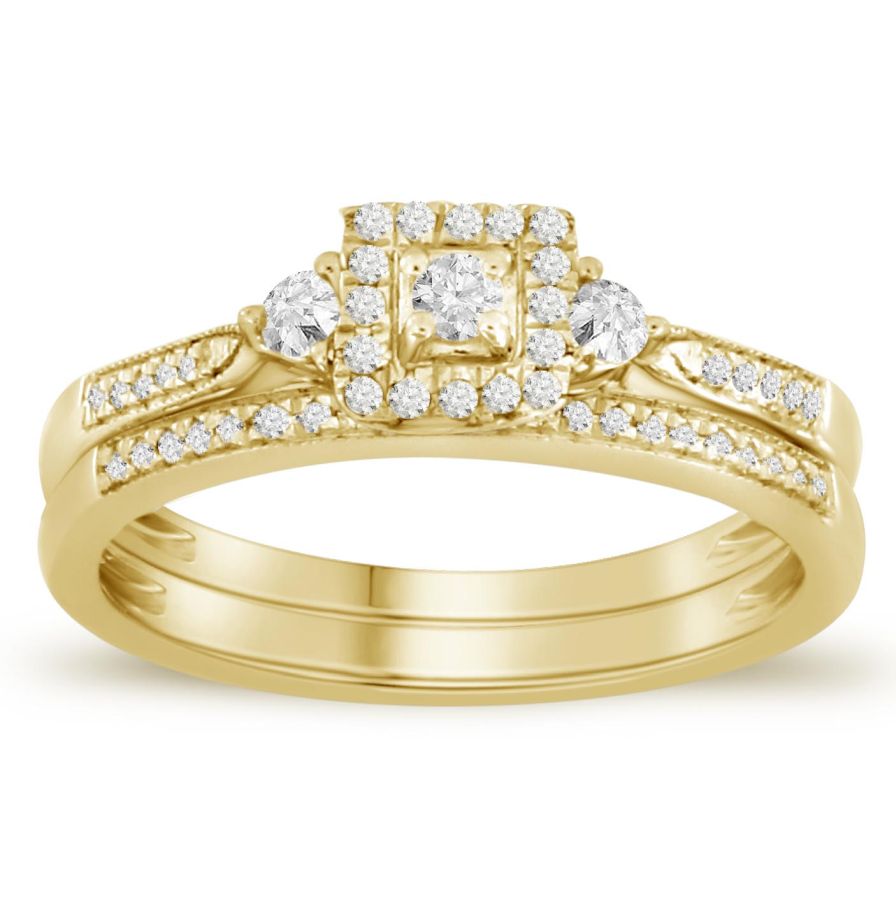 LADIES RING 0.25CT ROUND/PRINCESS DIAMOND 10K YELLOW GOLD