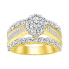 LADIES RING 3.00CT ROUND/BAGUETTE DIAMOND 10K YELLOW GOLD