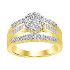 LADIES RING 1.50CT ROUND/BAGUETTE DIAMOND 10K YELLOW GOLD