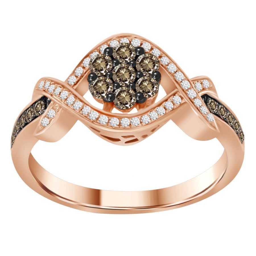 LADIES RING 0.50CT ROUND DARK BROWN DIAMOND 10K ROSE GOLD