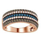 LADIES BAND 1.00CT ROUND DARK BROWN/BLUE DIAMOND 14K ROSE GOLD (SI QUALITY)