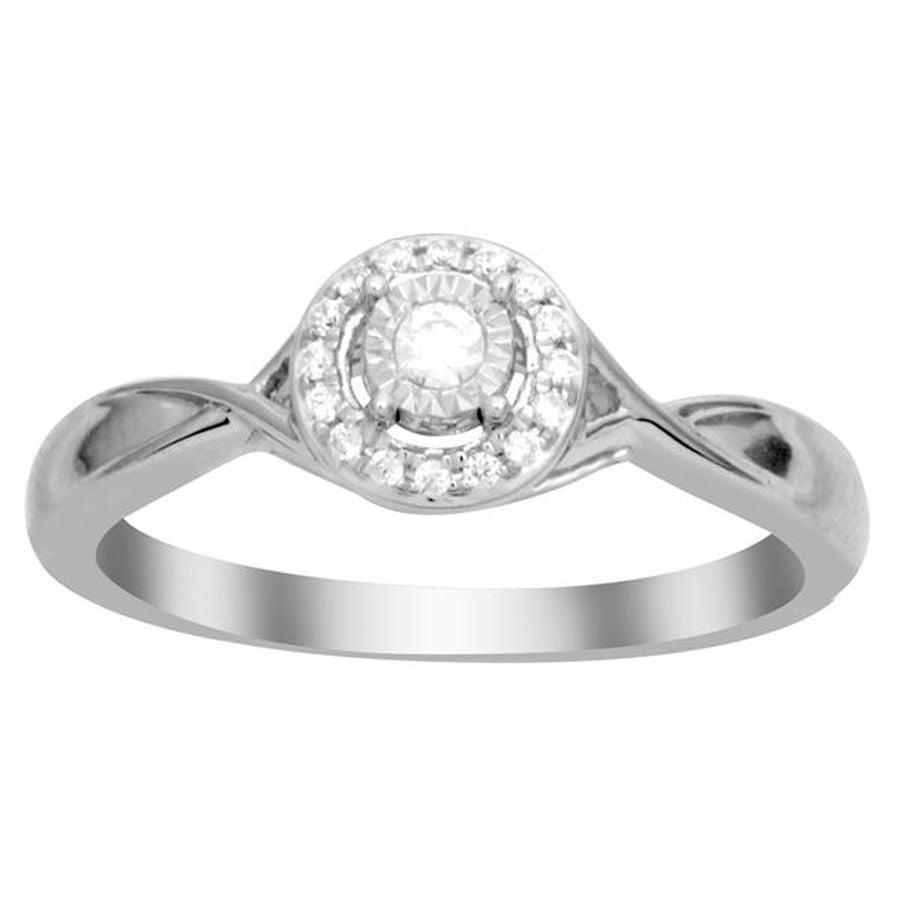 LADIES RING 0.10CT ROUND DIAMOND 10K WHITE GOLD