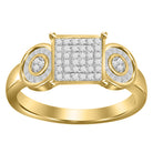 LADIES RING 0.25CT ROUND/BAGUETTE DIAMOND 10K YELLOW GOLD