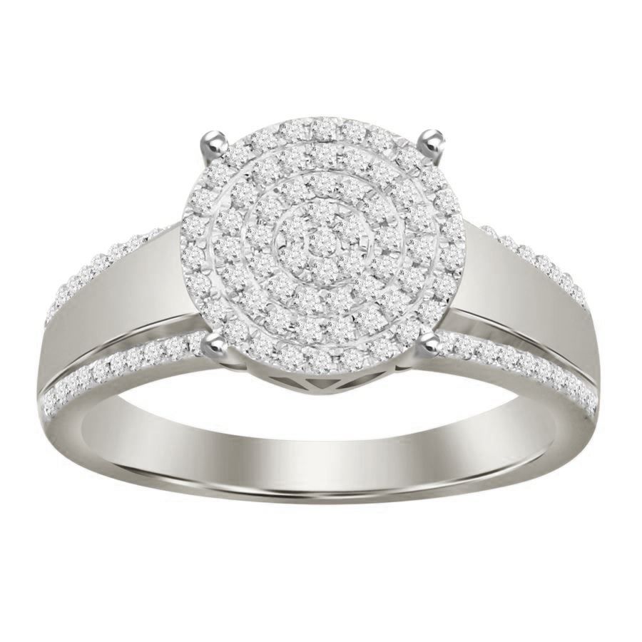 LADIES RING 0.33CT ROUND DIAMOND 10K WHITE GOLD