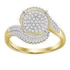 LADIES RING 0.40CT ROUND/BAGUETTE DIAMOND 10K YELLOW GOLD